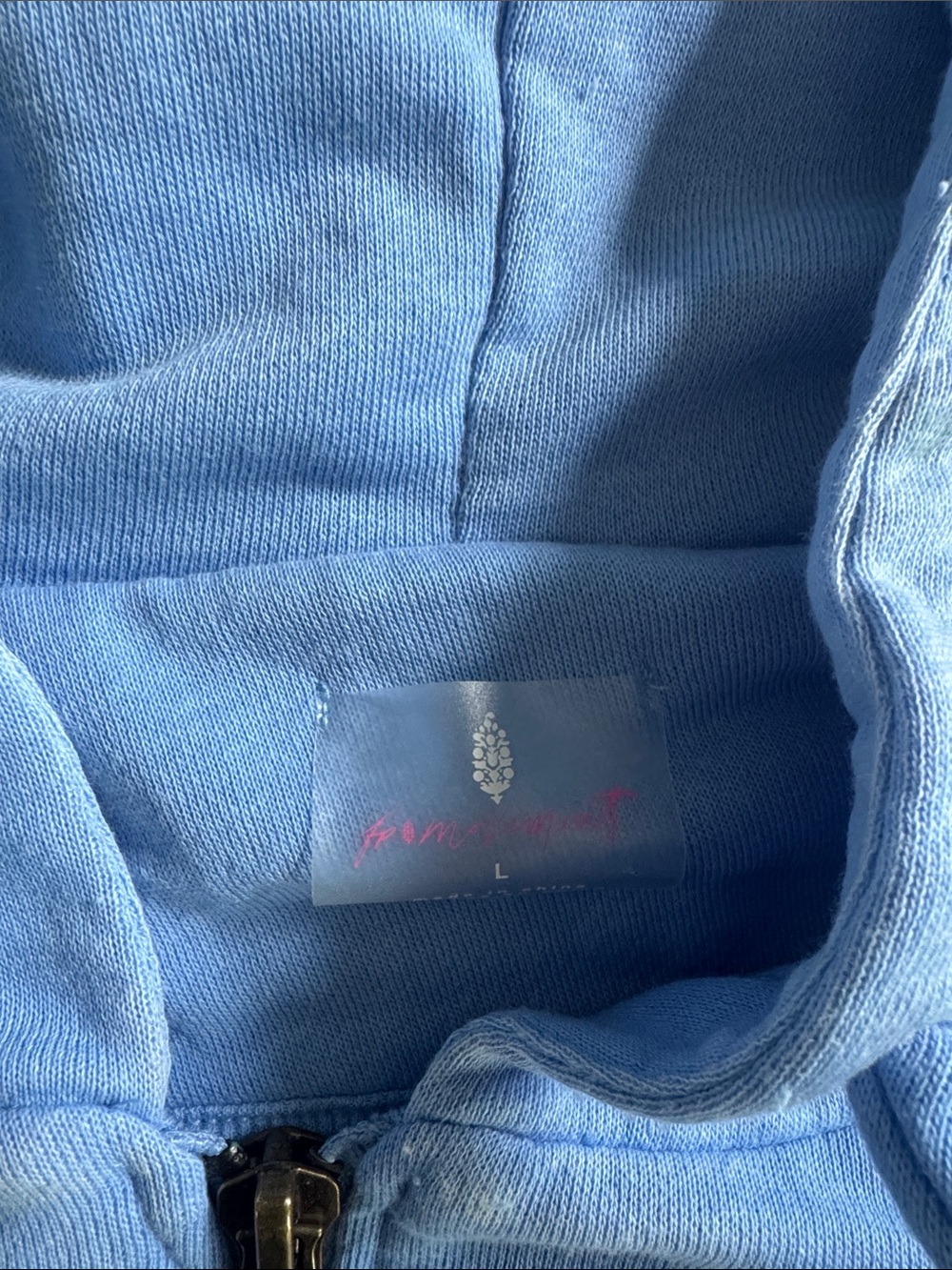 Free People Light Blue Cropped Zip Hoodie - Picture 2 of 7